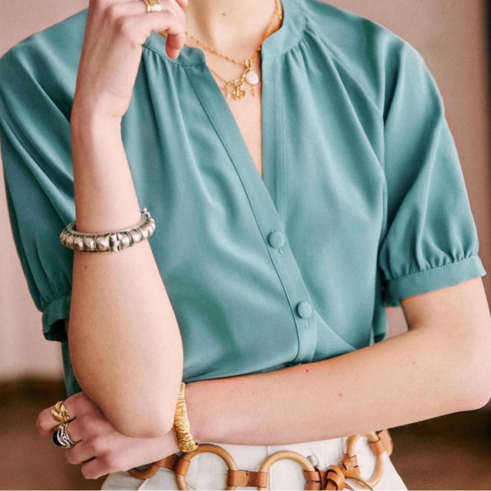 Sezane Silk Button-Up Blouse size 34
